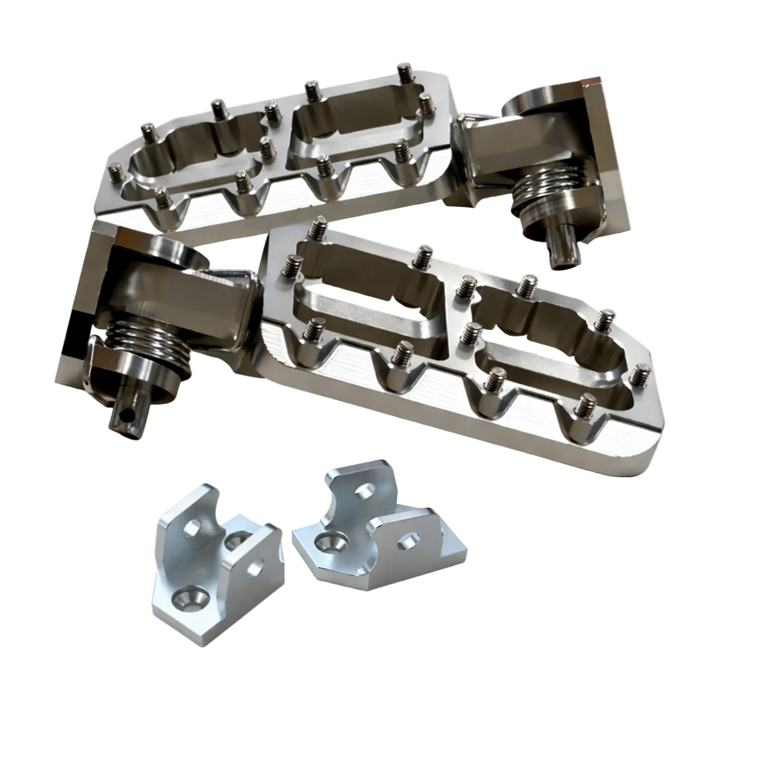 Silver Tuttio Soleil 01 Upgraded Pegs V1 with silver mounting hardware for skateboards from Soleil Supplies.