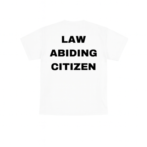 White "Law Abiding Citizen" shirt by Forged Racing featuring bold graphic design and comfortable fit.
